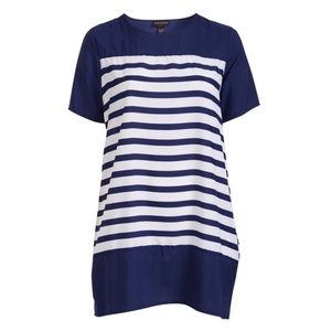 Navy and white bold stripe Dress plus size 1X